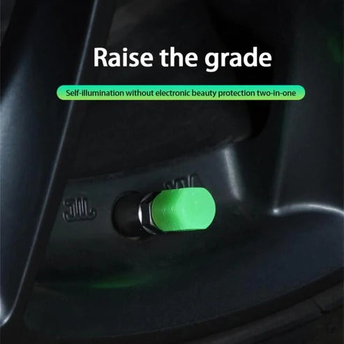 (Car Wheel , Hub Glowing Decorative Luminous Tyre Rim Stem Cover)تأثير الإسفار لامعة غطاء صمام الإطارات سيارة محور عجلات متوهجة الزخرفية مضيئة الإطارات حافة غطاء الجذعية ينطبق على دراجة نارية